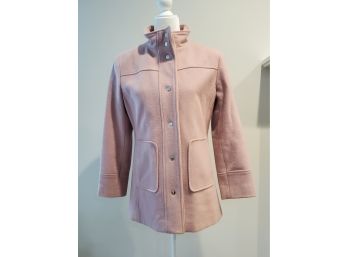 Franchi Ladies Size Large Button Down Pale Pink 80 20 Wool Blend Coat