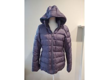 The North Face Ladies Goose Down Grey Blue Extra Large Winter Zip Up Hooded Jacket