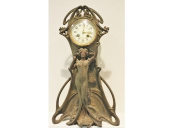 Beautiful Antique Circa 1900 Art Nouveau Signed Claude Bonnefond Mantel Clock