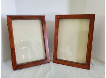 Pair Of Wood Framed Fabric Lined Shadow Box Frames