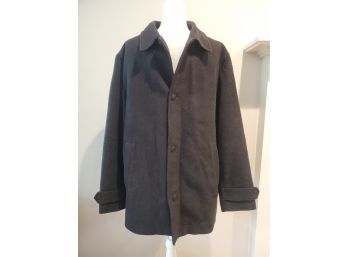 Joseph Abboud Men's Size Large Black 70 30 Wool Poly Blend Winter Coat