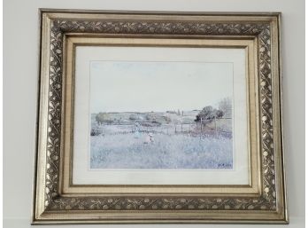 Pencil Signed Lithograph Sunday Stroll In Raised Relief Silver Frame By J. Marion