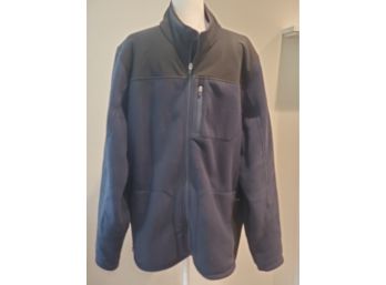 LL Bean Men's Size XL Dark Blue & Black Zip Up Fleece Jacket