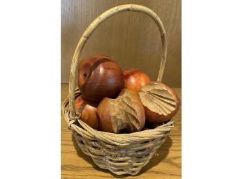 Wooden Apples In Basket