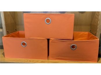Three Crate And Barrell Collapsible Storage Bins