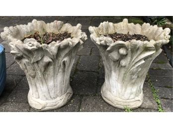 Two Concrete Flower Pots