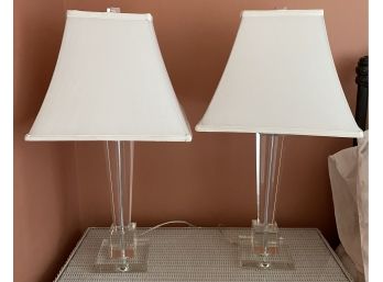 Pair Of Clear Glass Lamps
