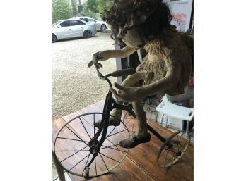 Paper Mache Doll And Antique Tricycle