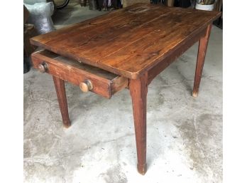 Pine Table With One Drawer