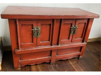 Red Tansu Style Chest