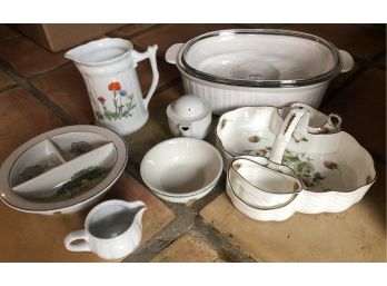 Assorted White Ceramic And Glass Lot