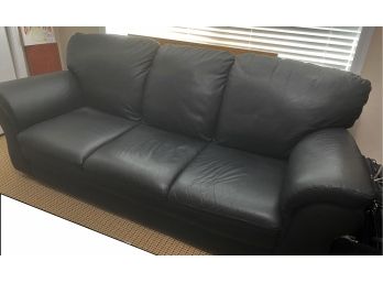 Black Leather Roll Arm 3 Cushions Sleeper Sofa Purchased From Macy's