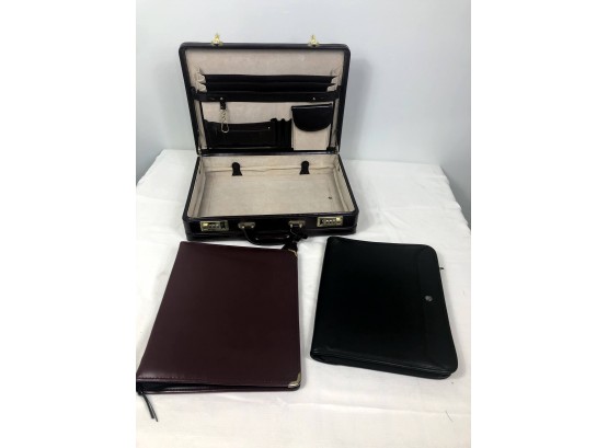 Briefcase And Leather Folders, 3 Pieces