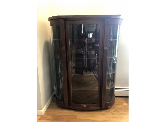 Antique Curio / China Cabinet, Oak With Glass Door