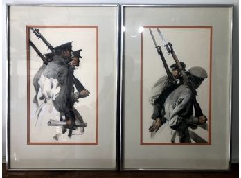 Set Of 2 Military Watercolor And Pencil Paintings 'Gustavson'