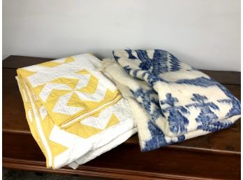 Vintage Blankets, Handmade Quilt And Wool Blanket