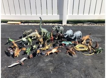Large Mixed Lot Of Plastic Toys, Dinosaurs, Animals And More, 51 Pieces