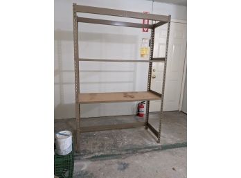 Set Of 3 Metal Industrial Garage Shelving Units With Particle Board Shelves