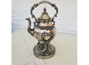 Silver On Copper Vintage Coffee Pot With Warming Stand (As-Is)
