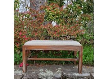 Vintage Bench With Upholstered Cushion