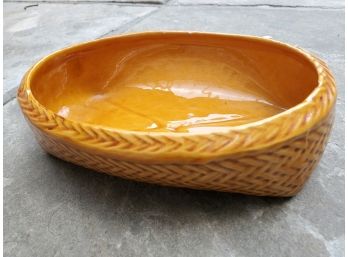 Gorgeous Amber Colored Porcelain Basket Bowl