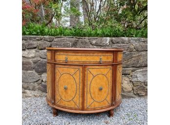 Gorgeous! Drexel Heritage Half Moon Console With Nailhead Trim