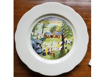 Grandma Moses 'Taking In The Laundry' Collectible Plate (1970-72)