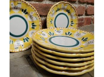 (8) Vietri-style Hand Painted Plates For Casafina, Made In Italy