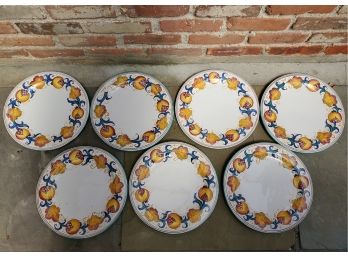 Set Of (7) Casafina Pomegranate Dinner Plates, Made In Italy