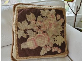 Needlepoint / Tapestry Velvet-Backed Throw Pillow