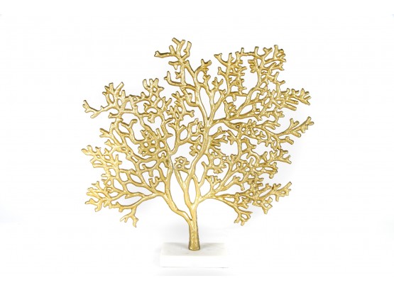 (3) Cast Metal Gold-tone Tree Sculpture