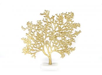 (3) Cast Metal Gold-tone Tree Sculpture