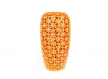(5) Orange Ceramic Celestial Cutwork Vase