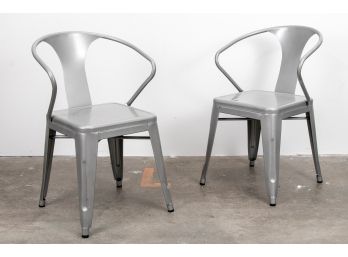 (56) Pair Of Industrial Metal Tub Chairs