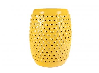 (19) Simple Yellow Pierced Ceramic Garden Stool