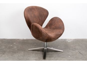 (80) Aged Microfiber Brown Swan Chair
