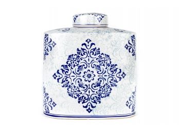 (4) Ceramic Floral Blue Slim Ginger Jar