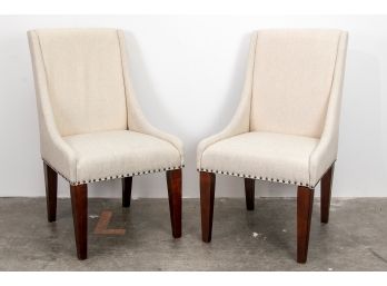 (59) Set Of Two Contemporary Beige Side Chairs