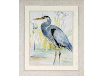 (32) Great Blue Heron Marsh Watercolor Art Print