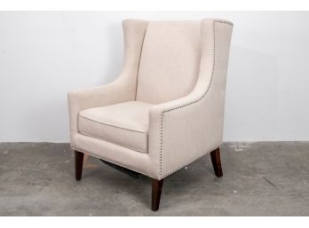 (76) Large Cream Copper Grove Wingback Chair