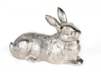 (7) Hollow Brushed Aluminum Hare Tabletop Statue