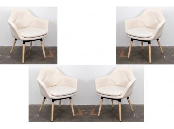 (75) Four Cream Linen Bucket Lounge Chairs