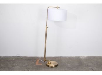 (78) Brushed Gold Metal Swing-Arm Floor Lamp