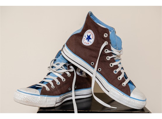 CONVERSE High Top Brown And Turquoise Size 9 Men - One Pair