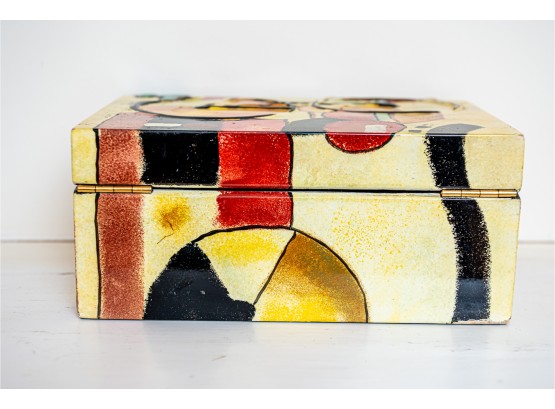 Painted Hinged Lacquer Box-geometric Pattern