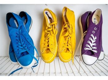 CONVERSE All Star Low Top - Blue - Yellow - Purple Sneakers - Size 9 Men - Three Pair