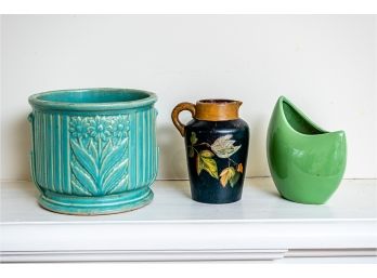 Ceramic Planter, Modern Vase And Rustic Pitcher