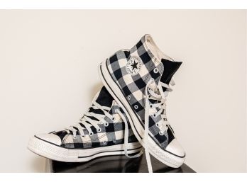 CONVERSE All Star High Top Black And White Gingham Size 9 Men - One Pair