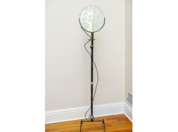 Tall Metal Candle Holder With Glass Disc