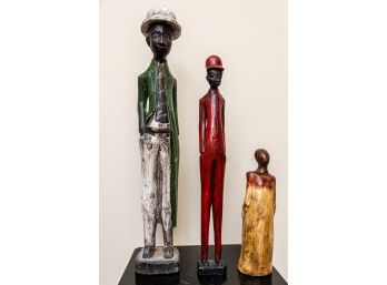 Three Primitive Americana Wooden Figures